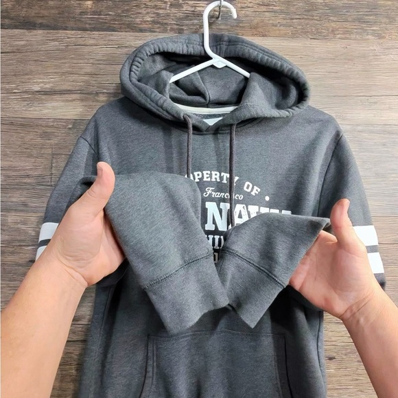 Old Navy Gray Hoodie with White Stripes - Picture 6 of 9